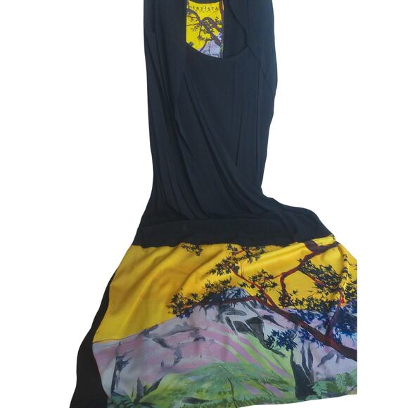 Artista Budapest Handmade Designer Sleeveless Graphic Maxi Dress Size Large - Picture 11 of 13